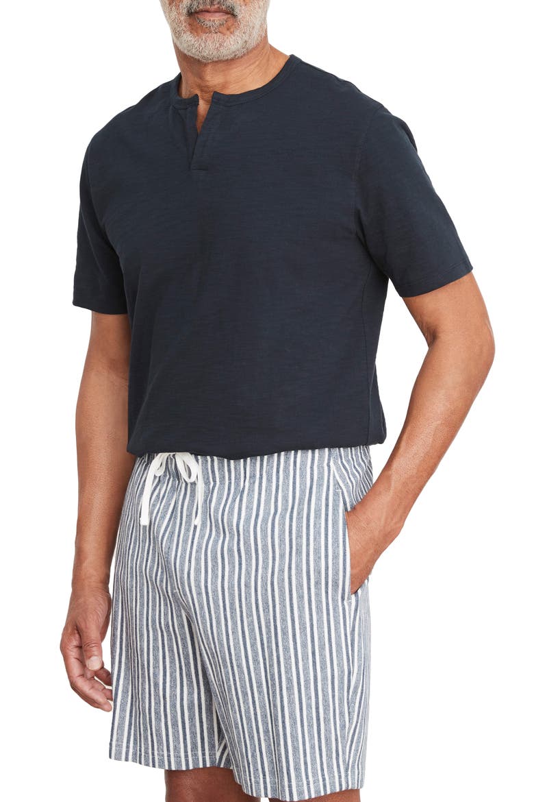 Cabana Stripe Cotton Drawstring Shorts, Main, color, TWILIGHT BLUE/ OFF WHITE