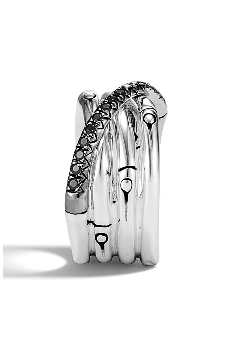 Bamboo Black Sapphire & Spinel Ring, Alternate, color, SILVER