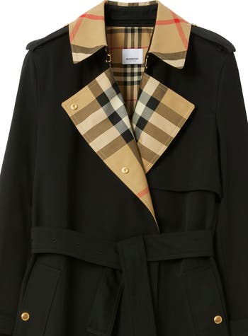 Burberry Long Check Collar Gabardine Trench Coat | Nordstrom Burberry Long Check Collar Gabardine Trench Coat | Nordstrom