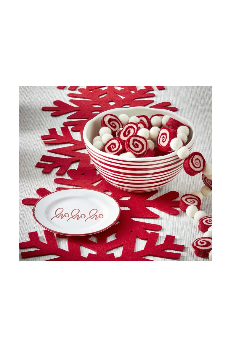 Ho Ho Ho Christmas Appetizer Plate Multicolor Ceramic, Alternate, color, White