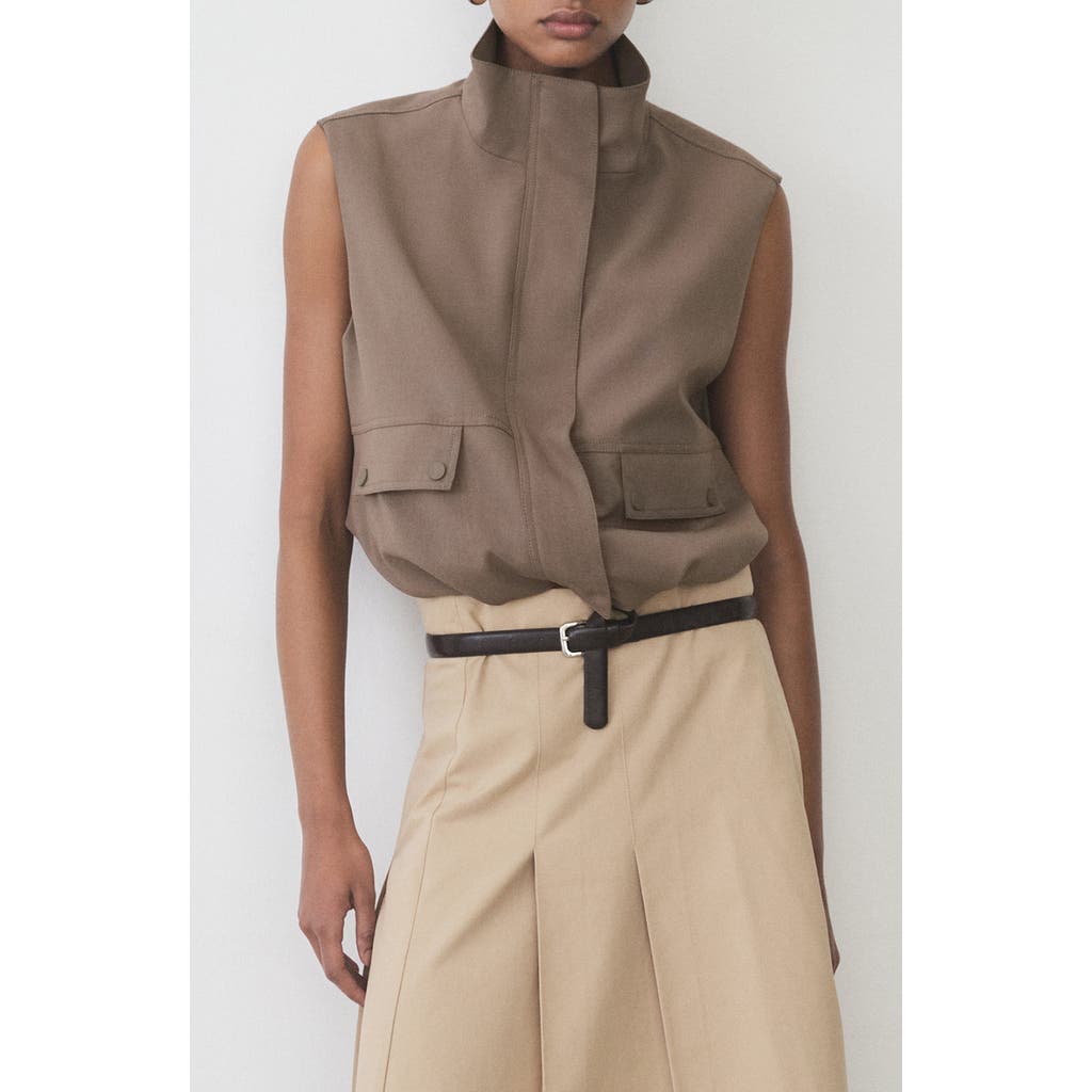 Mango Oliana Utility Vest In Medium Brown