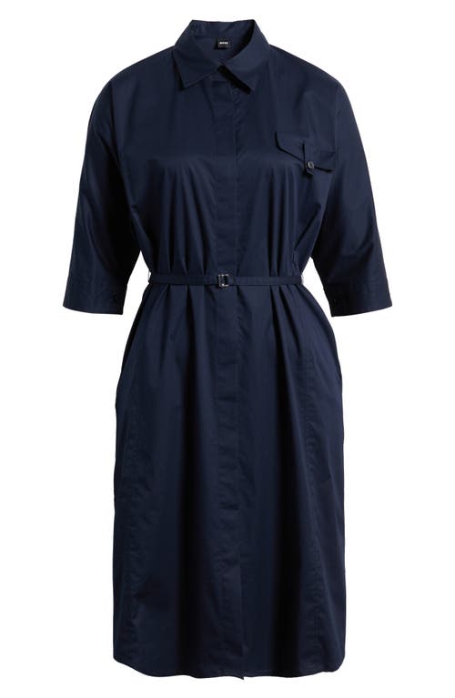 Hugo Boss Boss Dirisia Stretch Cotton Shirtdress In Blue