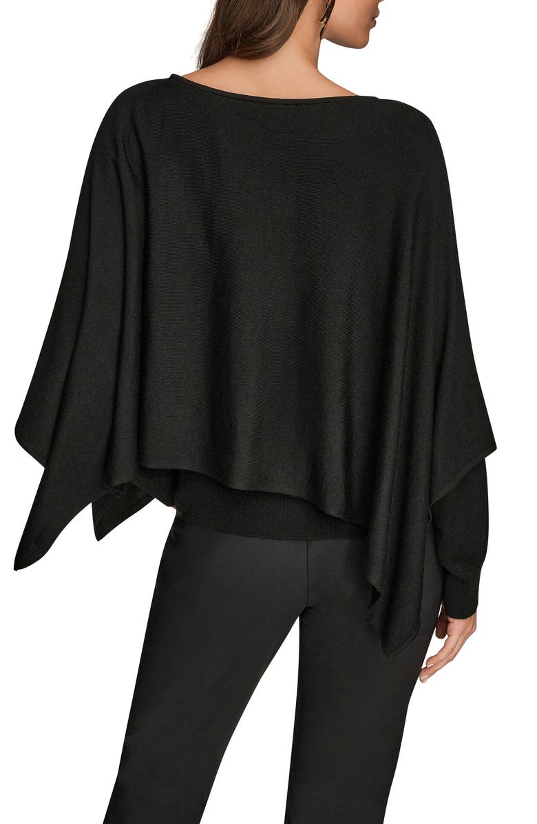 Donna Karan New York Cape Overlay Sweater, Alternate, color, Black