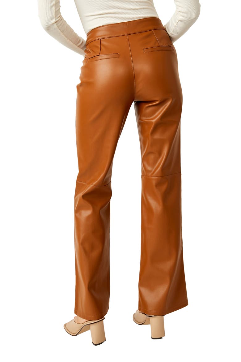 Uptown High Waist Faux Leather Flare Pants, Alternate, color, BROWN