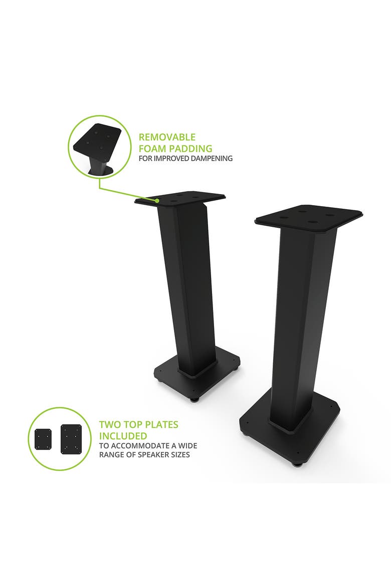 SX26 26" Tall Fillable Speaker Stands with Isolation Feet - Pair, Alternate, color, Black