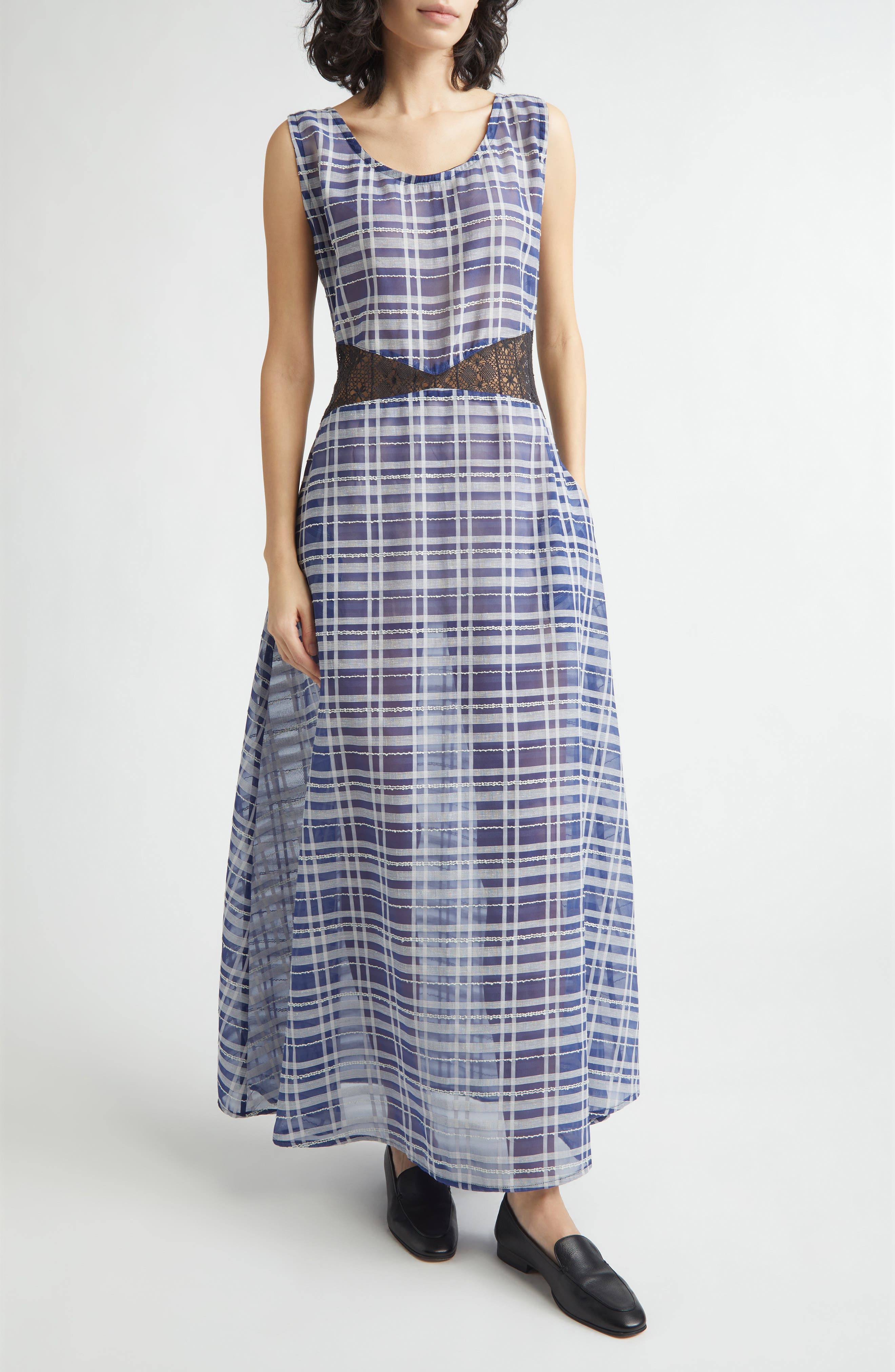 Check Sleeveless Maxi Dress