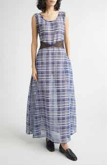 Check Sleeveless Maxi Dress
