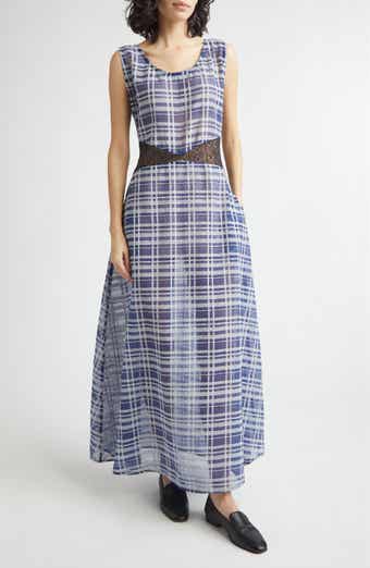 Check Sleeveless Maxi Dress