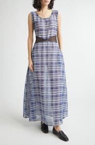 KÚR Check Sleeveless Maxi Dress