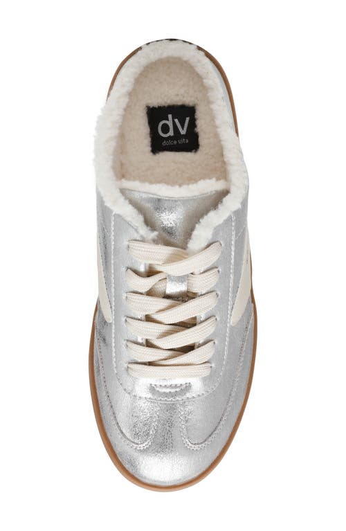 Dolce Vita Dv By Vitally Faux Shearling Lined Mule Sneaker In Silver Plush
