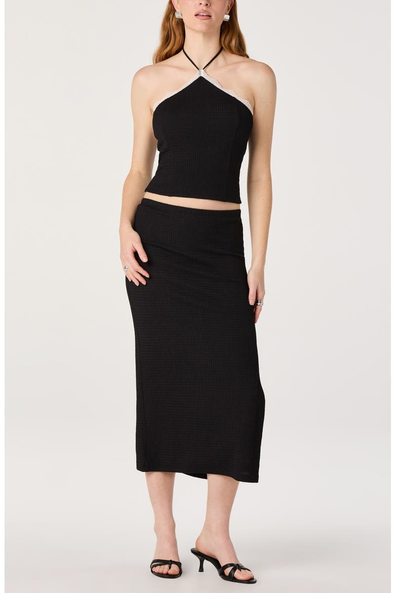 Milana Lace Detail Rib Halter Top, Alternate, color, BLACK