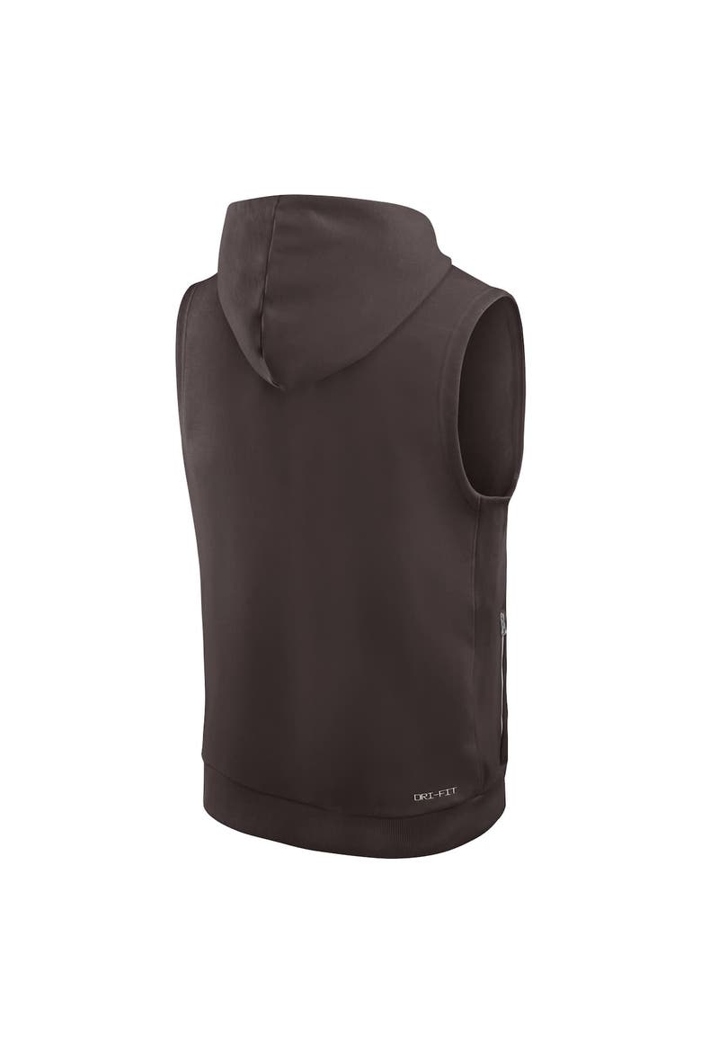 Men's Nike Brown Cleveland Browns Sideline Performance Sleeveless Pullover Hoodie, Alternate, color, Brown