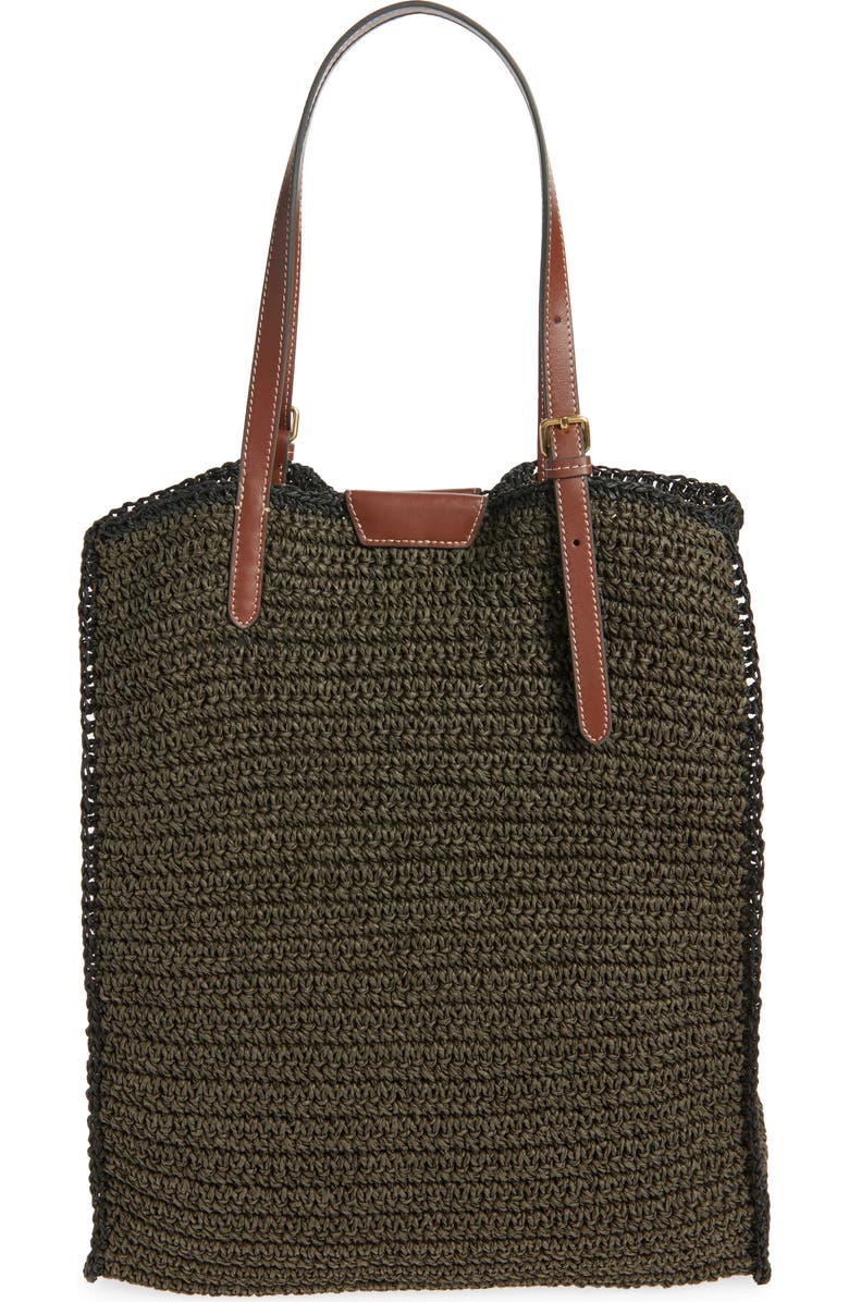 Anya Hindmarch Olive Oil Woven Raffia North/South Tote, Alternate, color, Khaki