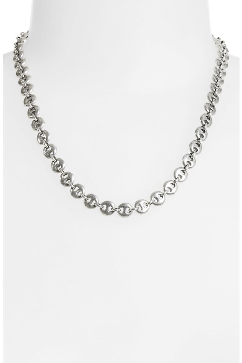 Small Circle Link Necklace, Alternate, color, STERLING SILVER