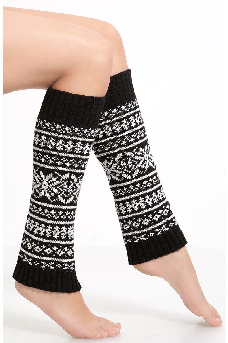 Chunky Fair Isle Leg Warmers, Main, color, BLACK