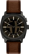 Fossil Machine Big Tic® Anadigi Leather Strap Watch, 41mm