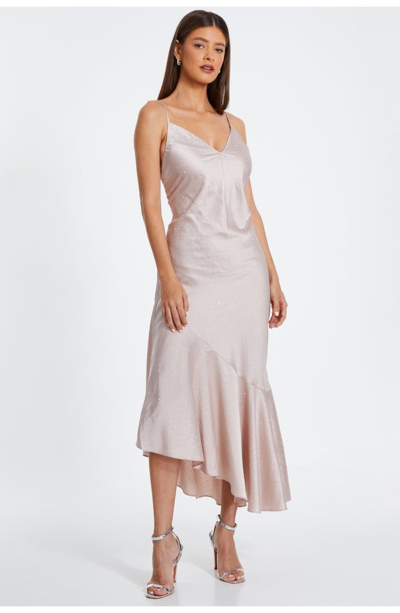 QUIZ Satin V Neck Maxi Dress, Main, color, 