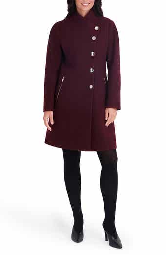 Pleated Peplum Faux Wool Coat