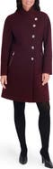 Kensie Pleated Peplum Faux Wool Coat