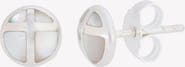 Rizen Jewelry Mother Of Pearl Cross Dome Stud Earrings