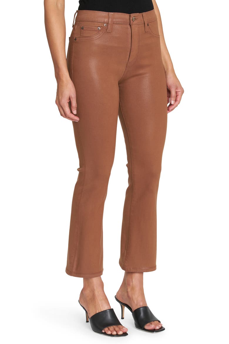 Lennon High Waist Ankle Bootcut Jeans, Alternate, color, COATED COGNAC
