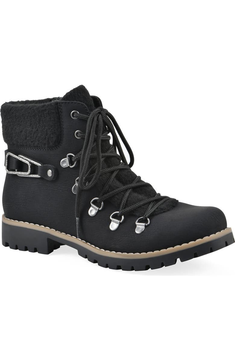 CLIFFS BY WHITE MOUNTAIN Pioneer Faux Shearling Lined Lace-Up Boot, Main, color, Black/ Nubuck