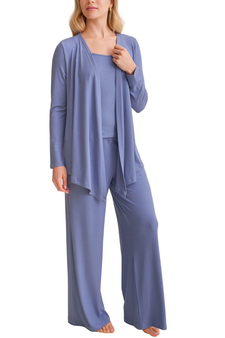 Open Front Cardigan, Alternate, color, DENIM WAFFLE