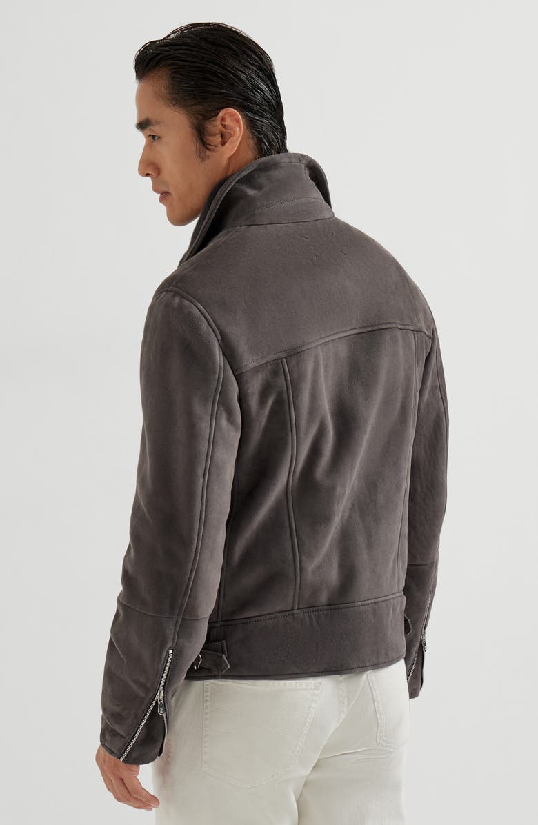 Brunello Cucinelli Shearling biker jacket, Alternate, color, Slate