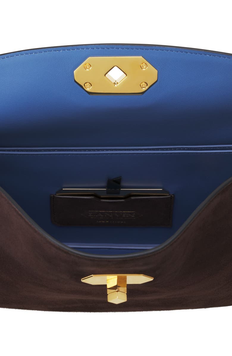 Lanvin Compagnon Asymmetrical Bag In Suede, Alternate, color, Dark Mocha