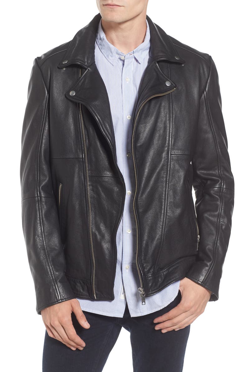 Scotch & Soda Classic Leather Jacket, Main, color, 