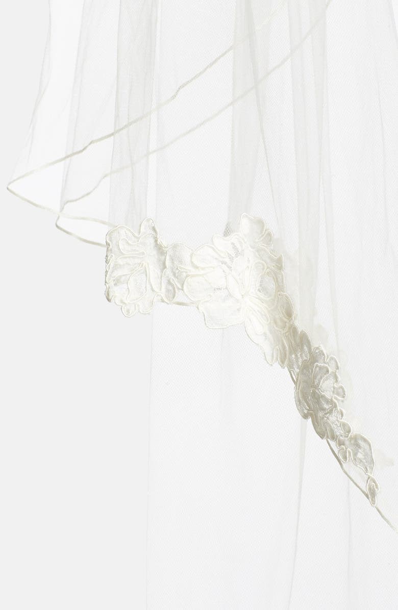 Toni Federici 'Sunrise' Lace Appliqué Fingertip Veil, Alternate, color, 