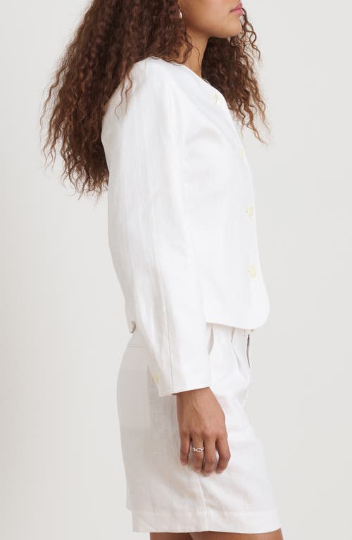 Alex Mill Luna Collarless Linen Jacket In White