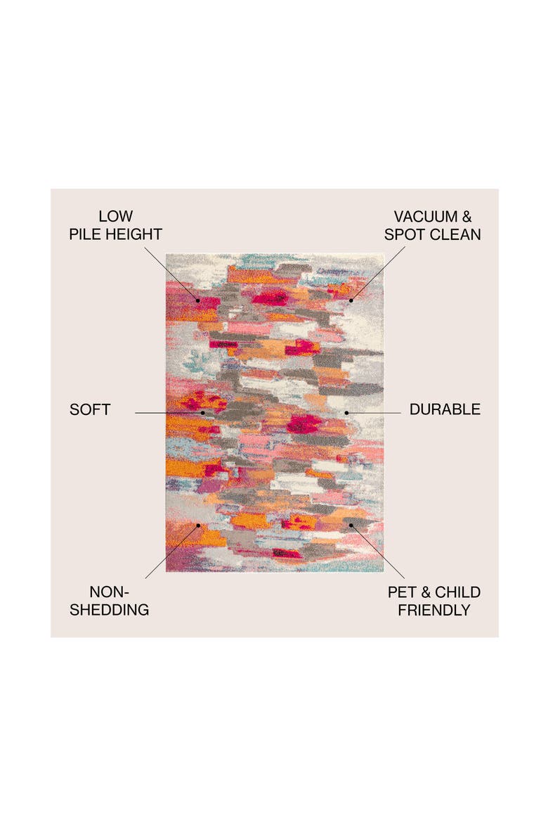 Contemporary POP Modern Abstract Brushstroke Area Rug, Alternate, color, Ivory/Pink