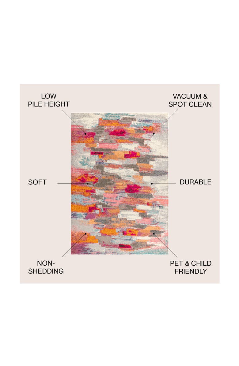 JONATHAN Y Contemporary POP Modern Abstract Brushstroke Area Rug, Alternate, color, Ivory/Pink