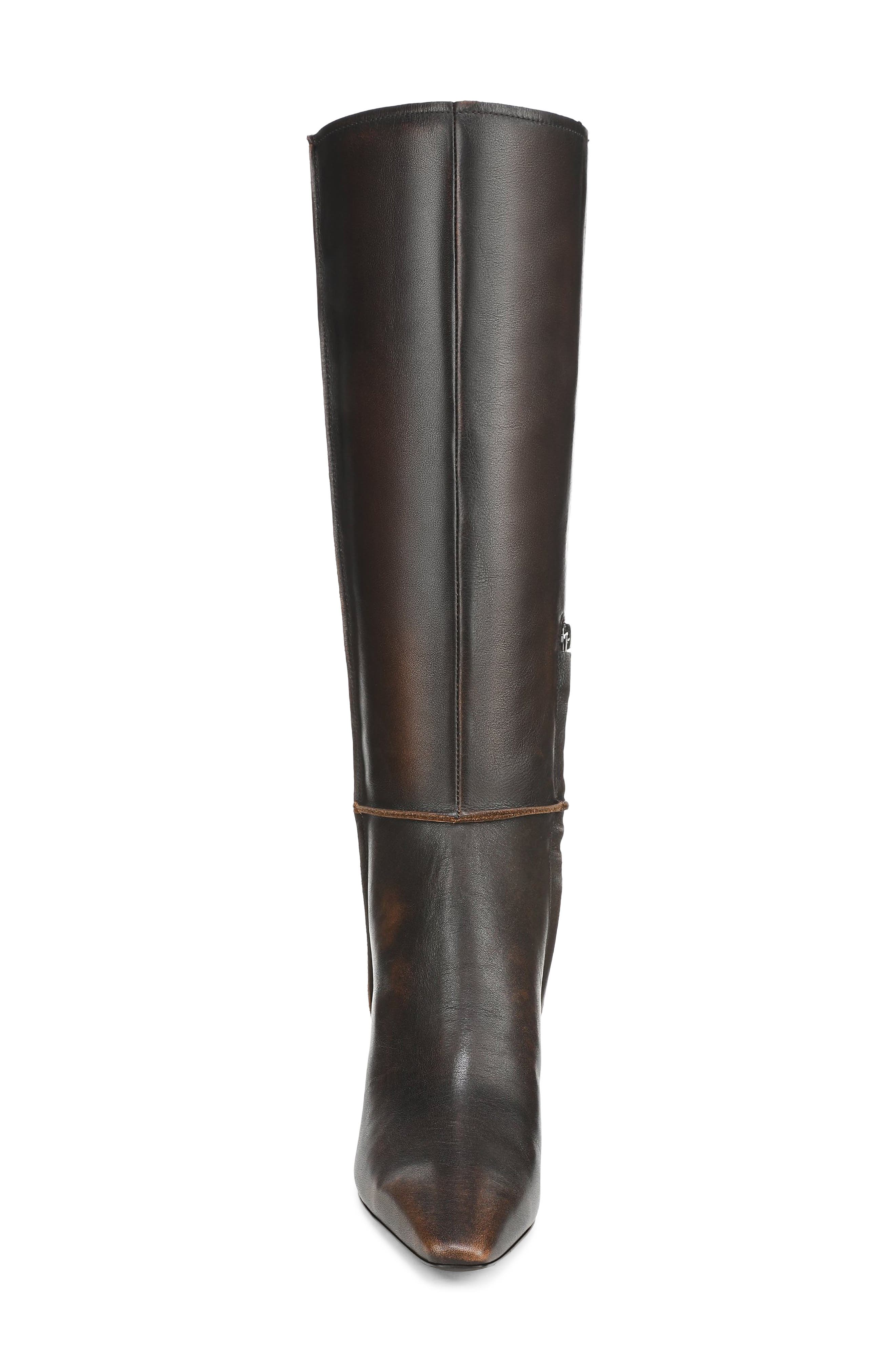 Sylvia Moto Leather Knee High Boot, Alternate, color, WASHED BROWN
