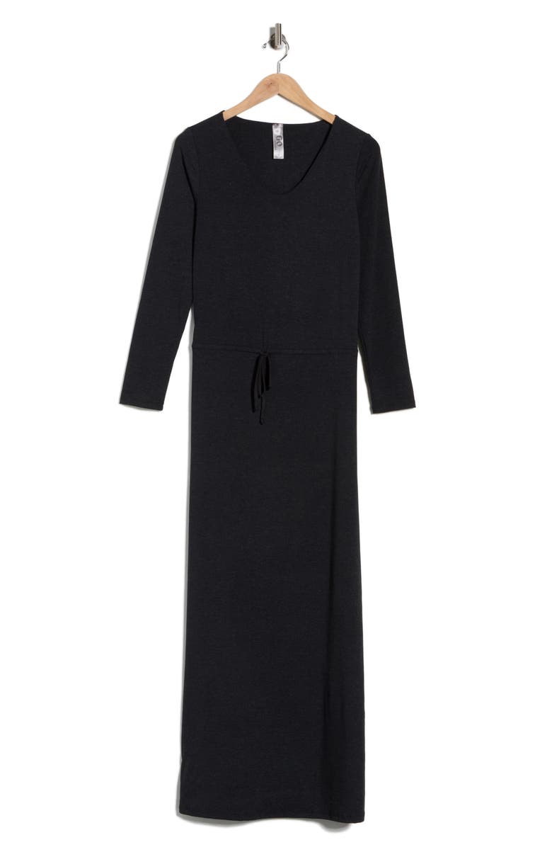 GO COUTURE Long Sleeve Tie Waist Maxi Dress, Alternate, color, Black