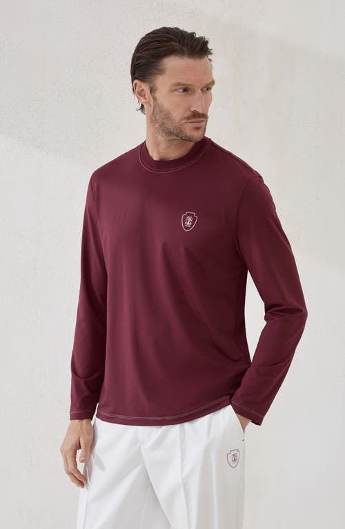 Brunello Cucinelli Comfort Nylon Long Sleeve T-shirt With Logo In Purple