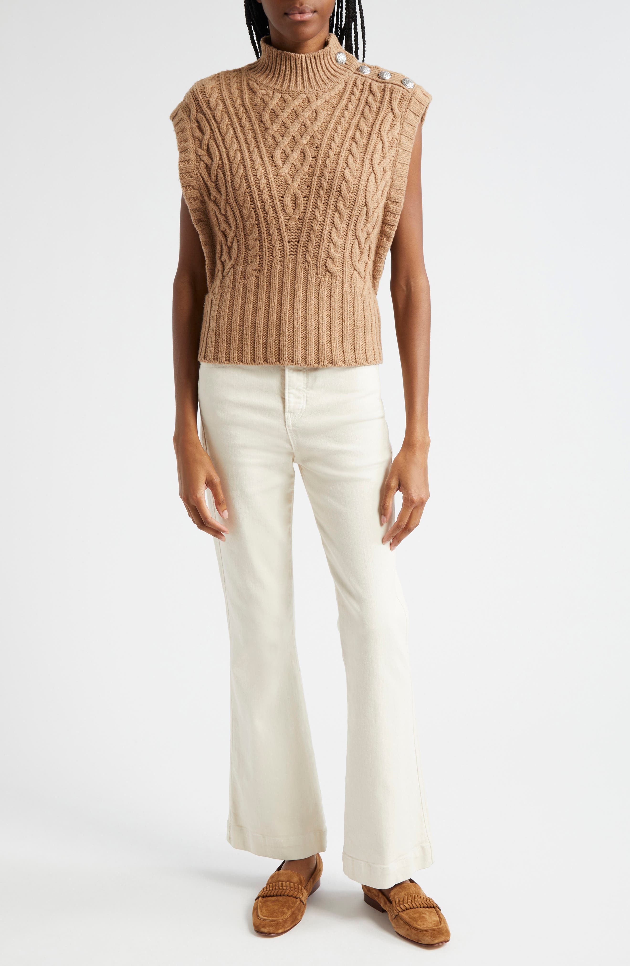 Holton Wool Button Shoulder Cap Sleeve Sweater - image 2