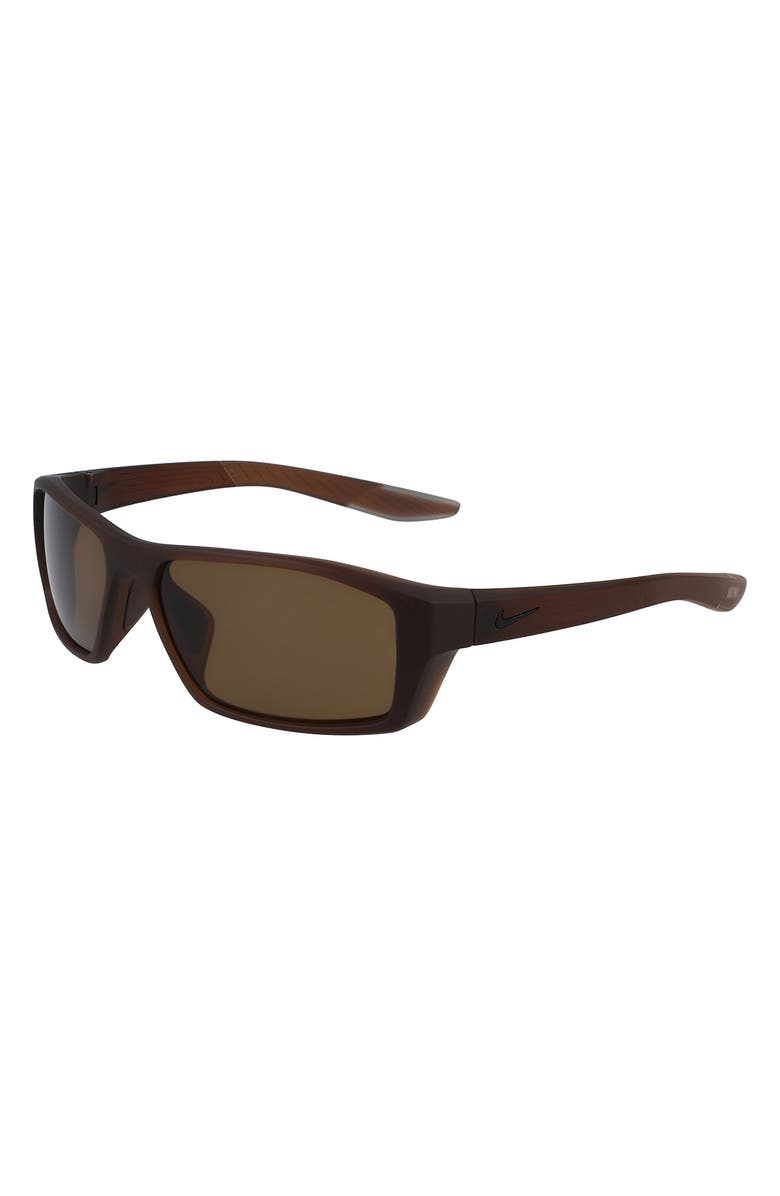 Nike 59mm Brazen Shadow Rectangle Sunglasses, Alternate, color, Matte El Dorado Black Brown