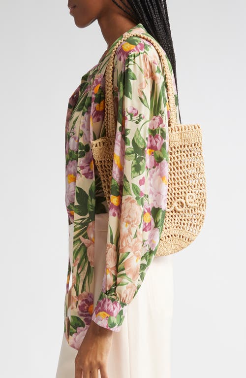 Chloé Small Summer Banana Crocheted Raffia Tote In Sand