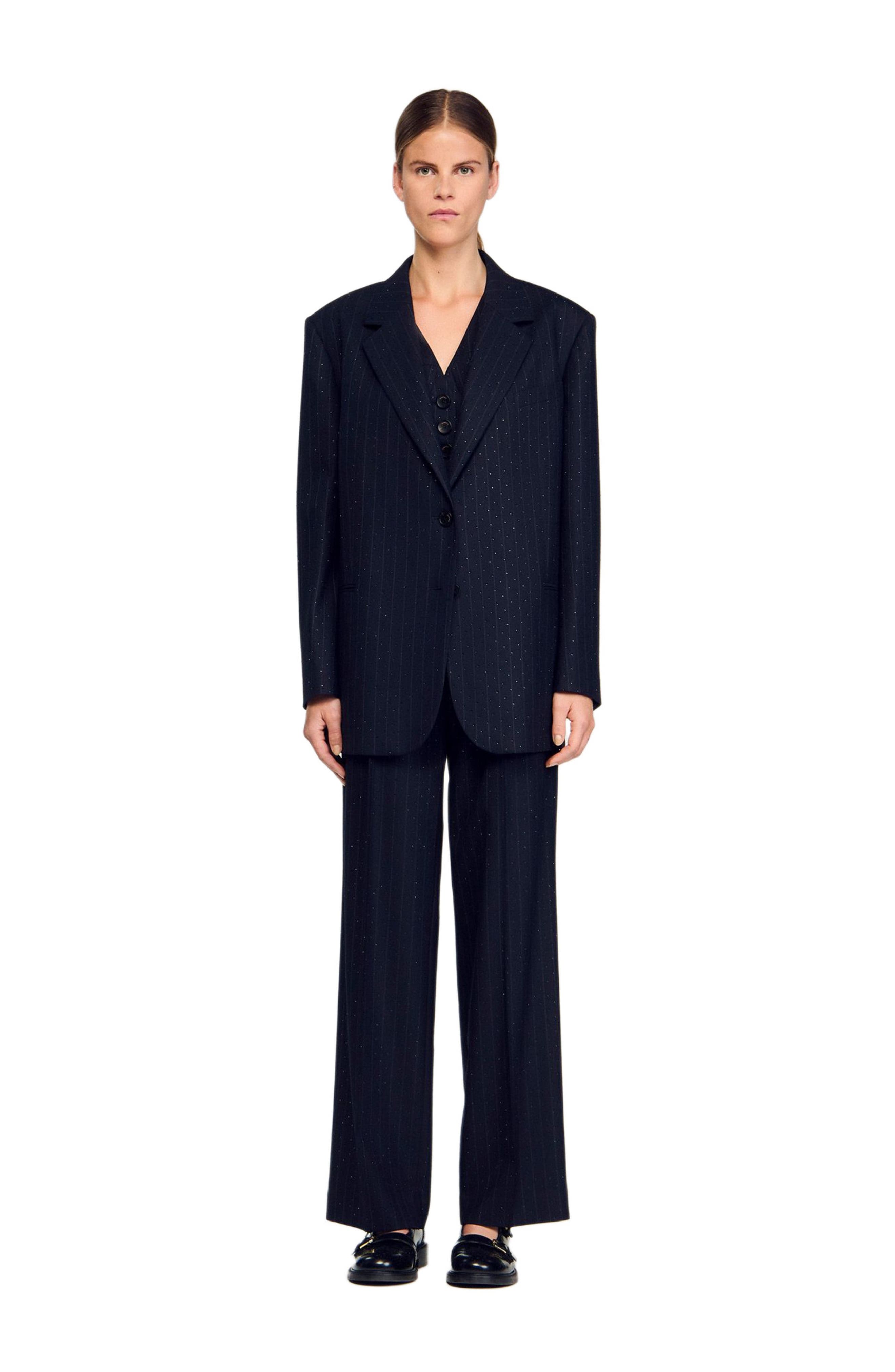 Striped rhinestone suit jacket - image 2