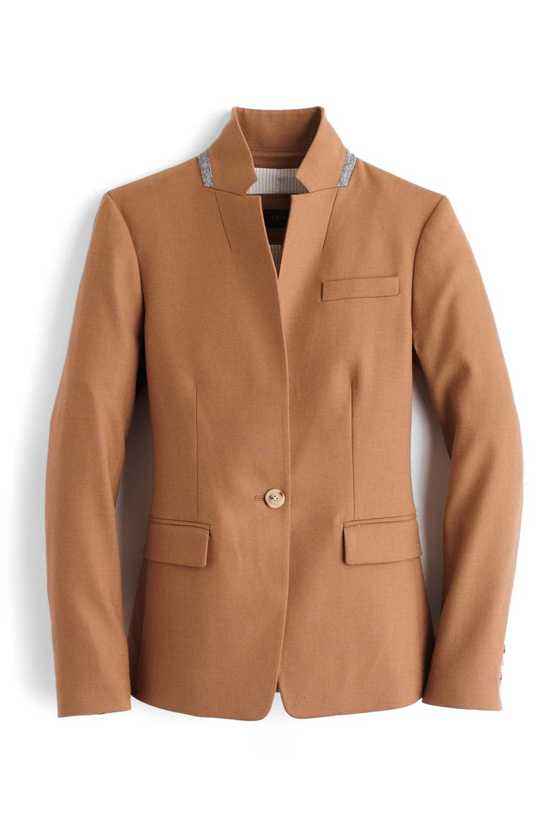 Regent Stand Collar Blazer, Alternate, color, WARM CAMEL