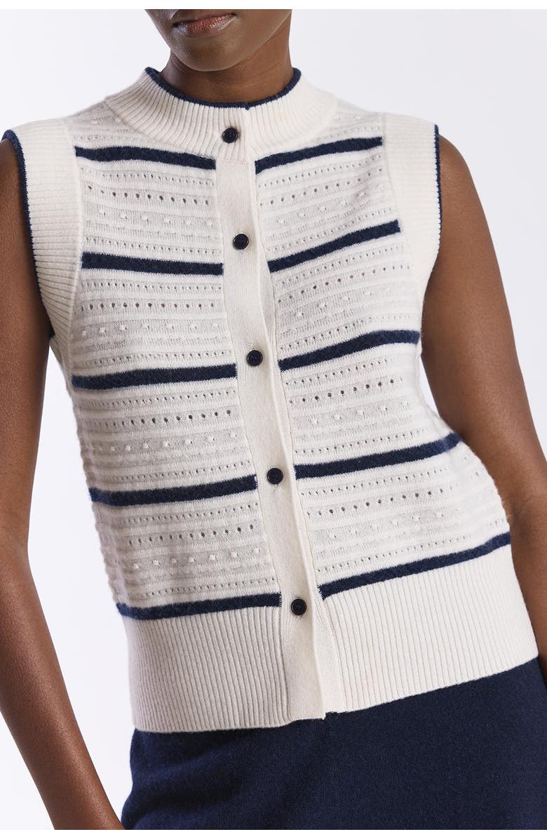 Brodie Pure Cashmere Textured Taylor 100% Cashmere Tank, Alternate, color, Organic White