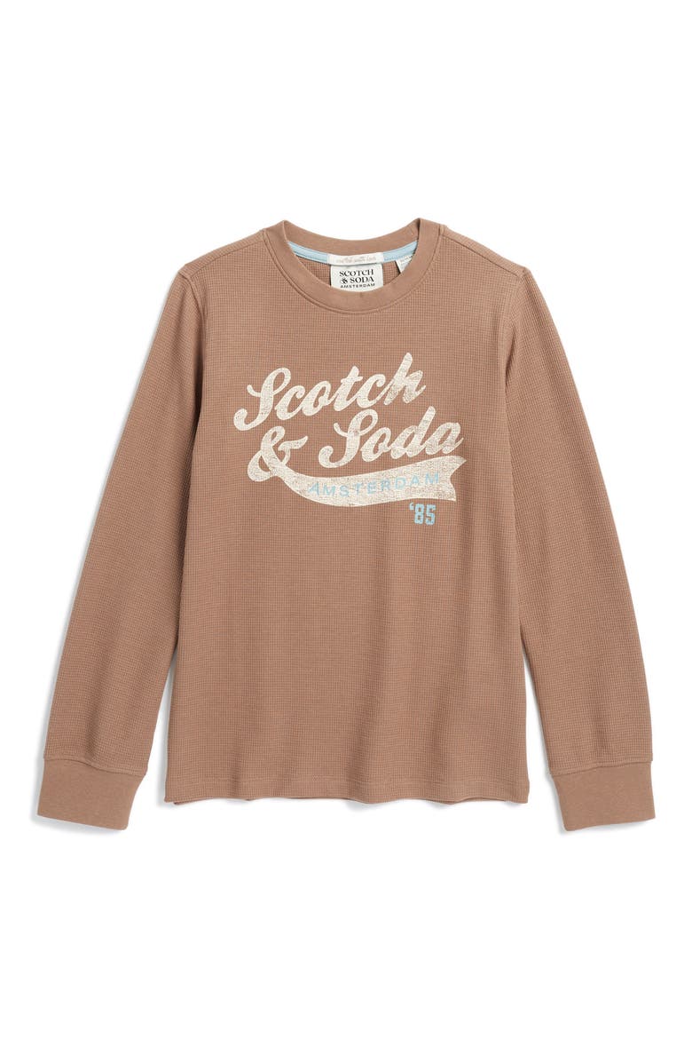 Kids' Long Sleeve Thermal Graphic T-Shirt, Main, color, MEDIUM BROWN