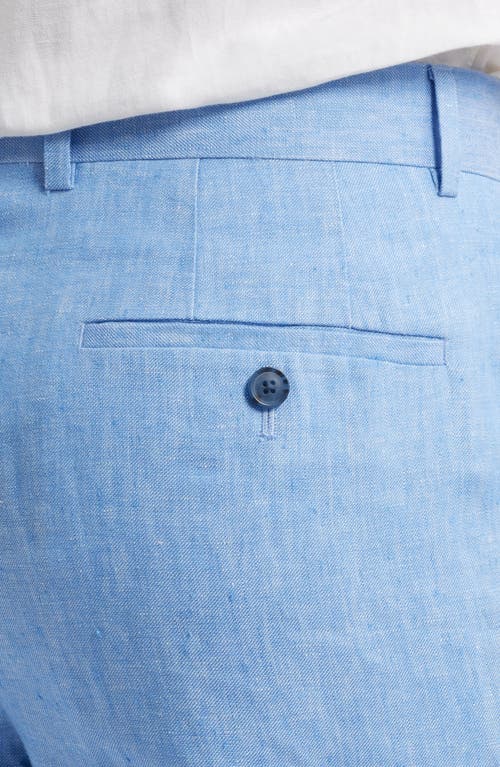 Nordstrom Trim Fit Flat Front Linen Dress Pants In Blue Hydrangea