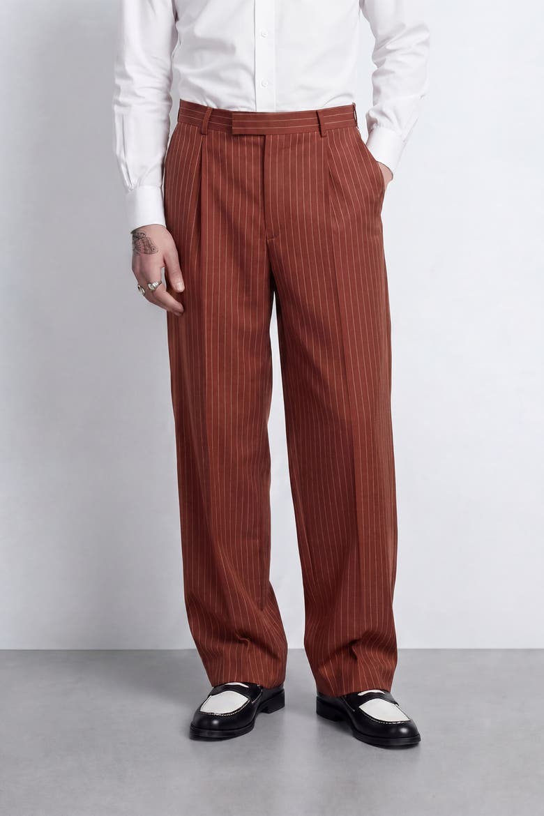 Syrah Pinstripe Suit Trousers, Alternate, color, Burnt Orange