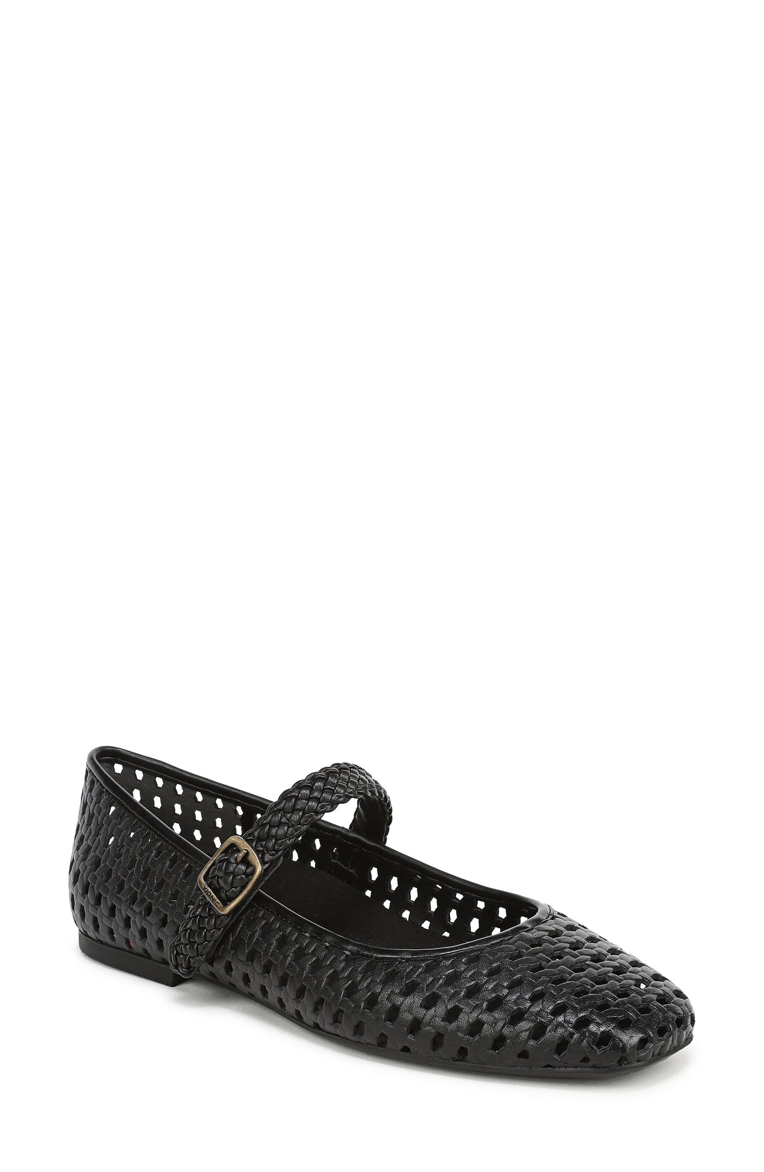 Vionic Alameda Woven Mary Jane Flat, Main, color, Black