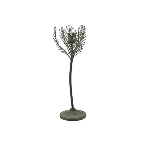 Iron Taper Holder with Hand-Painted Botanical Motif