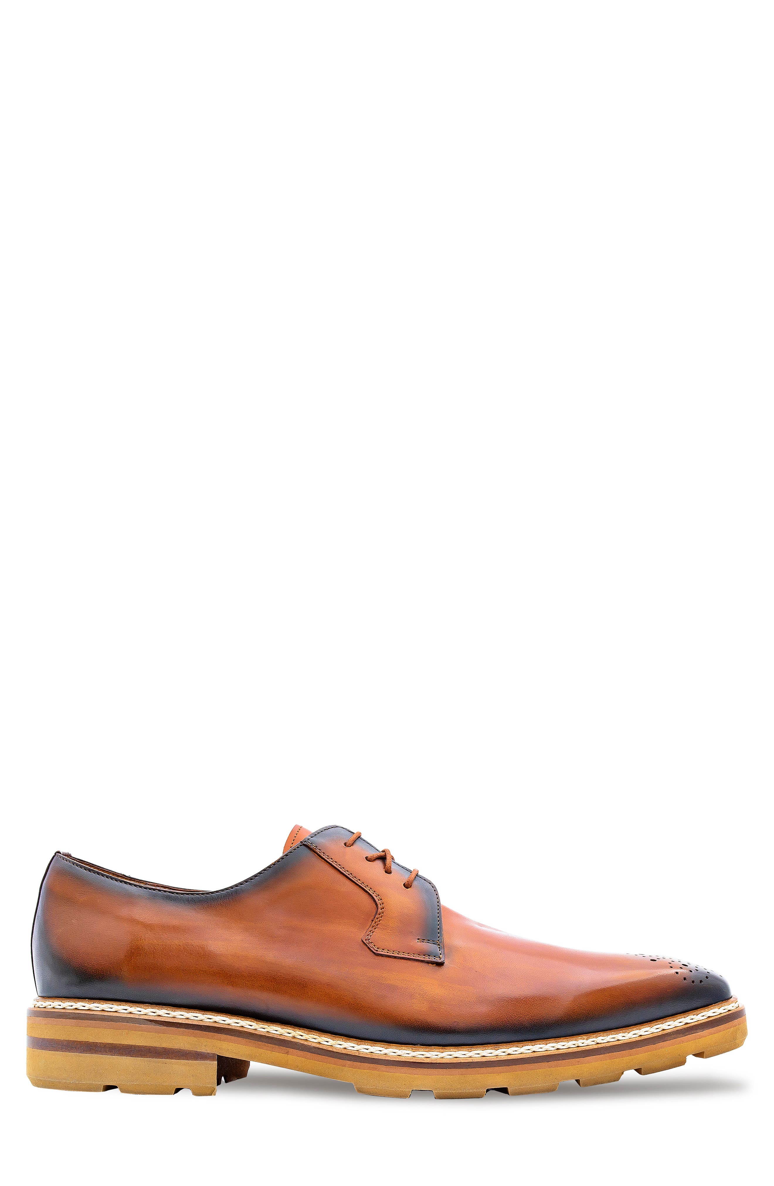 Mezlan Lug Sole Brogue Medallion Derby, Alternate, color, Mahogany