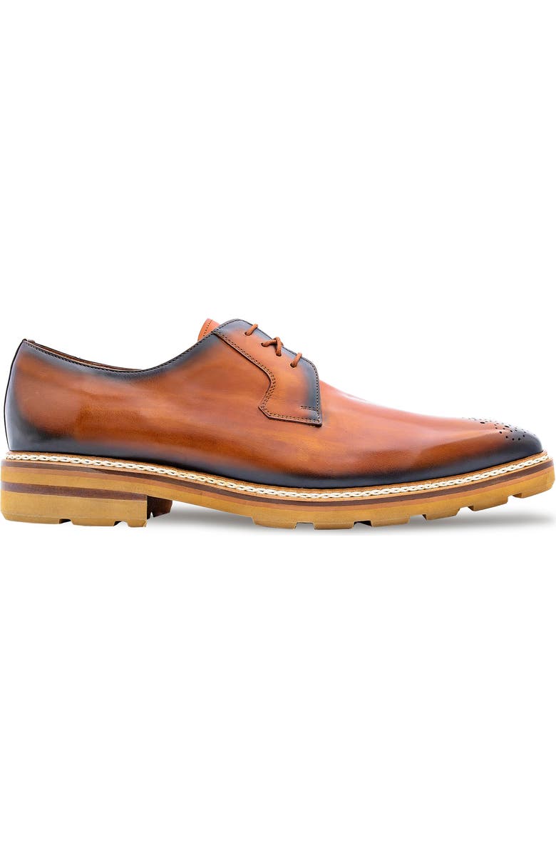 Mezlan Lug Sole Brogue Medallion Derby, Alternate, color, Mahogany